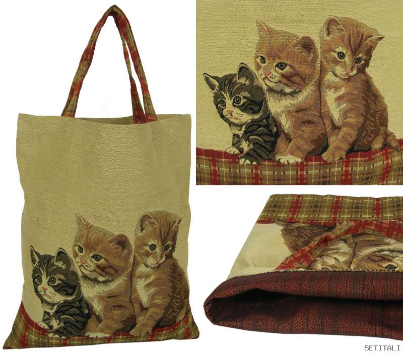 Gobelin Tasche Einkaufstasche Sporttasche Shopper „Drei junge Hunde“
