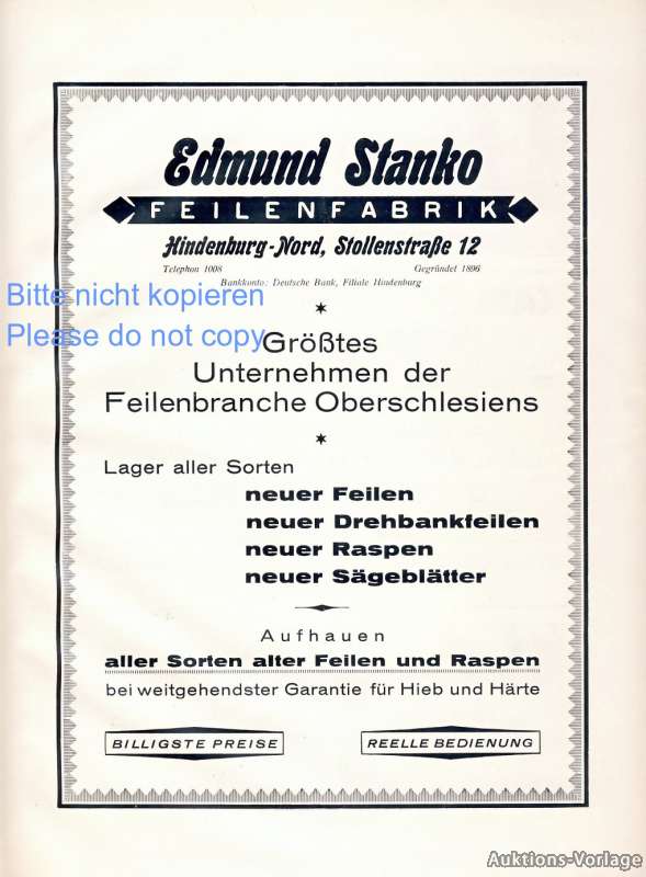File Factory Stanko Zabrze Xl 1925 German Ad Hindenburg
